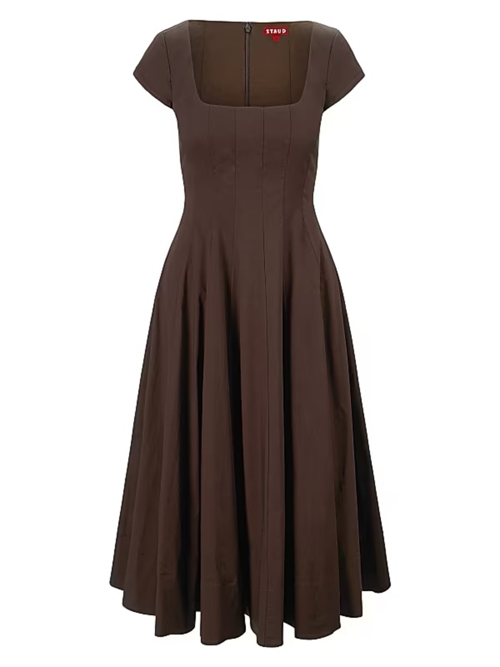 STAUD Short Sleeved Wells Dress in Brown - Size 4